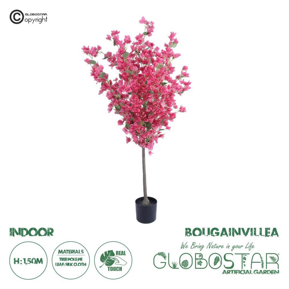 GloboStar® Artificial Garden BOUGANVILLEA 20664 Τεχνητό Διακοσμητικό Φυτό με Ανθη Μπουκανβίλιας Φουξ Υ150cm